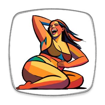 Silhouette souriante de plage aux couleurs vives - Magnet carré - blanc - Devant