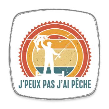 J'ai Pêche Retro Crépuscule - Square fridge magnet - white - Front