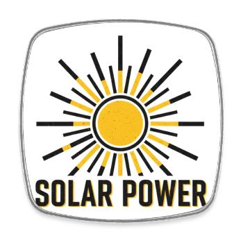 Neobrutalistische Solarenergie-Sonnenstrahl-Ikone - Viereckiger Kühlschrankmagnet - Weiß - Vorne
