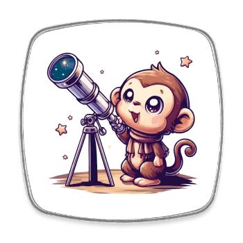 Singe du ciel étoilé avec télescope - Magnet carré - blanc - Devant