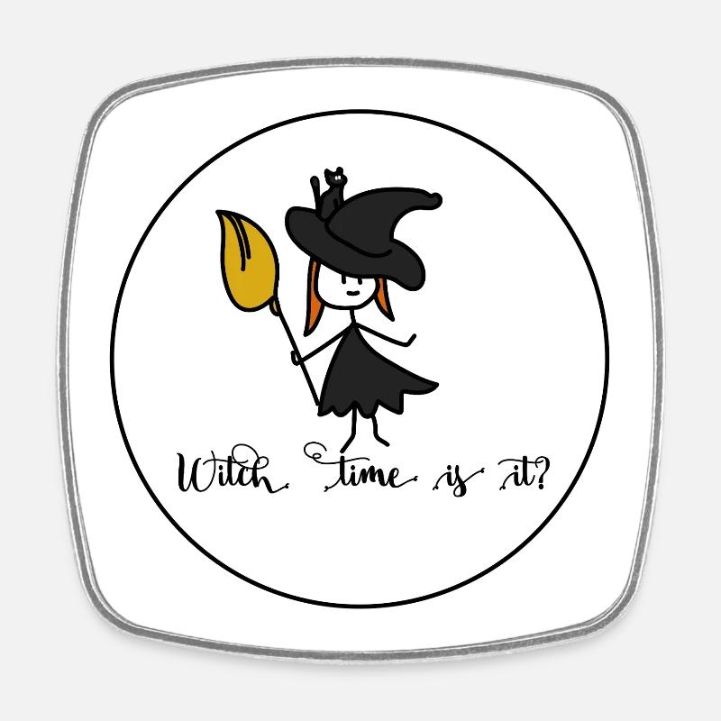 Witch time is it? - Viereckiger Kühlschrankmagnet - Weiß