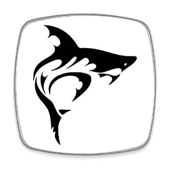 Requin - Magnet carré - blanc - Devant