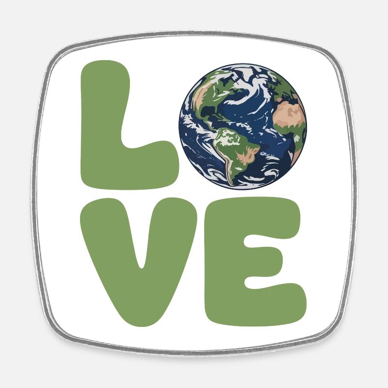 Earth Love Eco Typography - Square fridge magnet - white