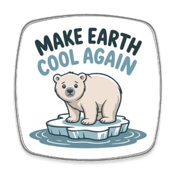 Eisbär: Erde wieder kühl machen - Viereckiger Kühlschrankmagnet - Weiß - Vorne