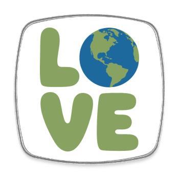 Earth Love Globe Logo - Magnet carré - blanc - Devant