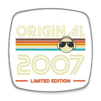 Originale limitierte Retro-Streifen von 2007 - Viereckiger Kühlschrankmagnet - Weiß - Vorne