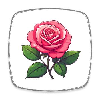 Rose - Magnet carré - blanc - Devant