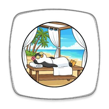 Strand-Spa Pinguin-Tier-Entspannungskunst - Viereckiger Kühlschrankmagnet - Weiß - Vorne