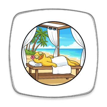 Beach Spa Duck Bird Relaxing Art - Square fridge magnet - white - Front