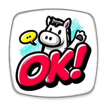 OK Pony - Magnet carré - blanc - Devant