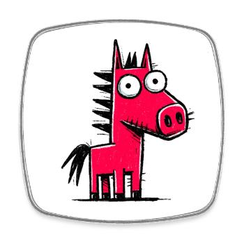 Kunterbuntes Pony-Doodle - Viereckiger Kühlschrankmagnet - Weiß - Vorne