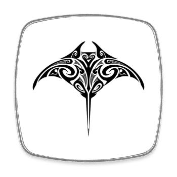 Raie manta maorie tatouage tribal - Magnet carré - blanc - Devant