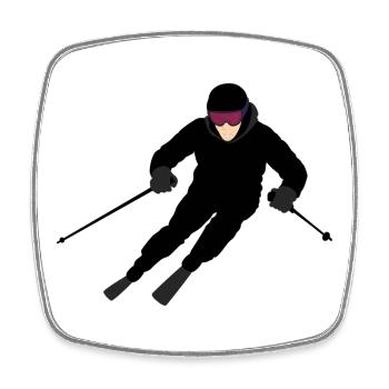 Dynamischer Skifahrer - Viereckiger Kühlschrankmagnet - Weiß - Vorne