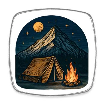 Bergcamping bei Nacht mit Feuer - Viereckiger Kühlschrankmagnet - Weiß - Vorne