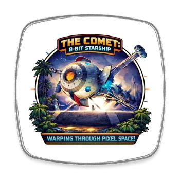 The Comet – 8-Bit Starship - Square fridge magnet - white - Front
