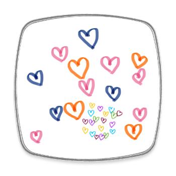 Colorful Heart Row Pattern - Square fridge magnet - white - Front