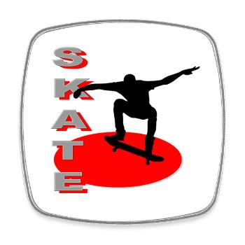 Skate - Square fridge magnet - white - Front