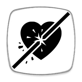 Broken Heart Cracked Cut - Square fridge magnet - white - Front