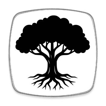 Baum Wurzeln Silhouette Natur - Viereckiger Kühlschrankmagnet - Weiß - Vorne