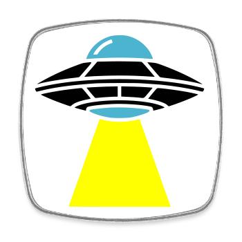 Vaisseau spatial extraterrestre OVNI Light - Magnet carré - blanc - Devant