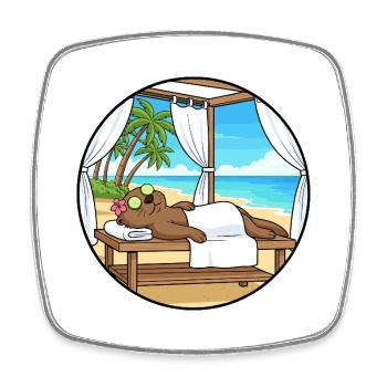 Strand-Spa Otter-Tier-Entspannungskunst - Viereckiger Kühlschrankmagnet - Weiß - Vorne