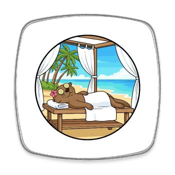 Strand-Spa Otter-Tier-Entspannungskunst - Viereckiger Kühlschrankmagnet - Weiß - Vorne