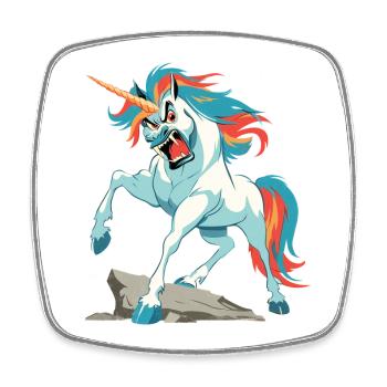Angrycorn - Square fridge magnet - white - Front