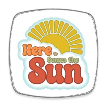 Here Comes the Sun – 60er Jahre Retro - Viereckiger Kühlschrankmagnet - Weiß - Vorne