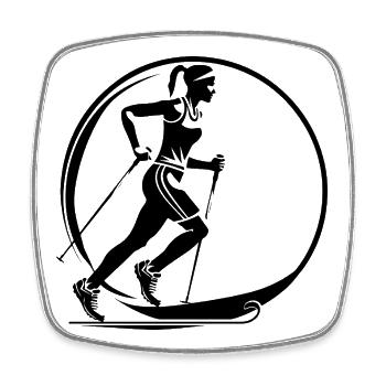 Nordic Walking Frau Silhouette - Viereckiger Kühlschrankmagnet - Weiß - Vorne