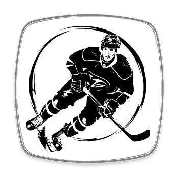 Hockey Spieler Silhouette - Viereckiger Kühlschrankmagnet - Weiß - Vorne