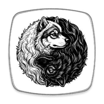 Eurasier | Yin Yang | Hintergrund Material - Viereckiger Kühlschrankmagnet - Weiß - Vorne