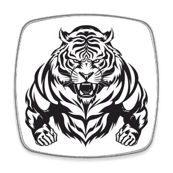 Gymnase Tiger - Magnet carré - blanc - Devant