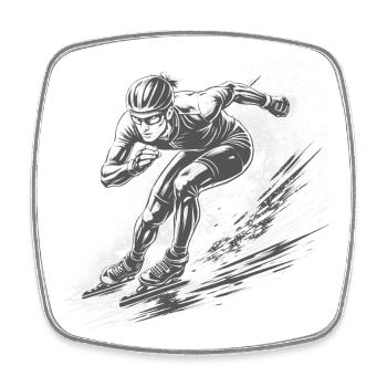 Eisschnellläufer in voller Dynamik - Viereckiger Kühlschrankmagnet - Weiß - Vorne
