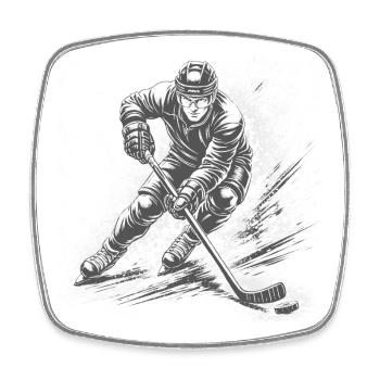 Eishockeyspieler in voller Action - Viereckiger Kühlschrankmagnet - Weiß - Vorne