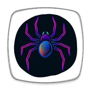 Neon Spider in Space - Square fridge magnet - white - Front