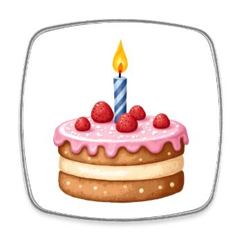 cake birthday - Square fridge magnet - white - Front