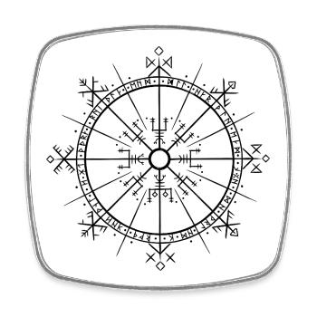 Vegvisir 9 Welten Runen – Germanische Wikinger - Viereckiger Kühlschrankmagnet - Weiß - Vorne