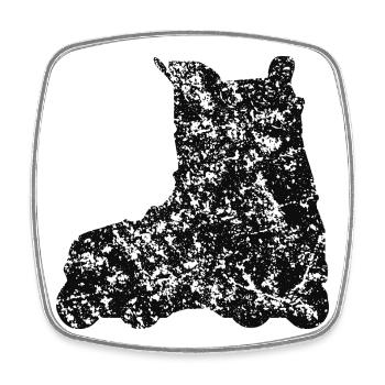MB Stunt Inline Skate - Square fridge magnet - white - Front
