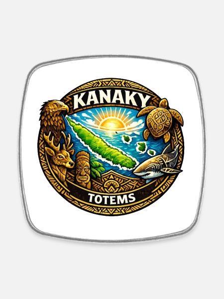 Kanaky Totems - Square fridge magnet - white