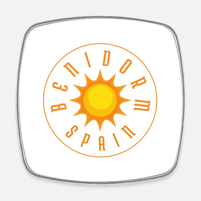 Benidorm Sunburst Circle Logo Badge - Square fridge magnet - white