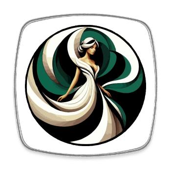 Dancing Vertebra Green Aura - Square fridge magnet - white - Front
