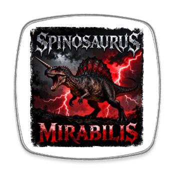 Spinosaurus Mirabilis – Dino mit Donner und Blitz - Viereckiger Kühlschrankmagnet - Weiß - Vorne