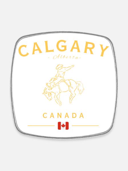 Calgary Rodeo Gold Alberta Canada - Square fridge magnet - white