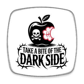 Dark Apple with Bite Design - Square fridge magnet - white - Front