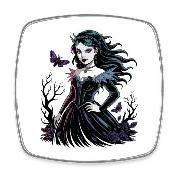 Dame gothique des Fleurs Sombres - Magnet carré - blanc - Devant