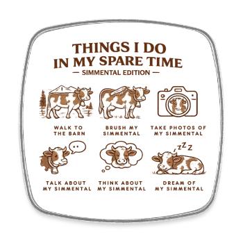 Simmental Cow Design Cadeau Style Fermier Fermier - Magnet carré - blanc - Devant