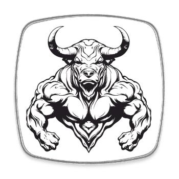 Bull Taurus Bodybuilding - Square fridge magnet - white - Front
