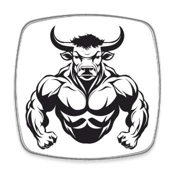 Bull Muscles Taurus - Square fridge magnet - white - Front