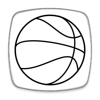 Basket-ball - Magnet carré - blanc - Devant