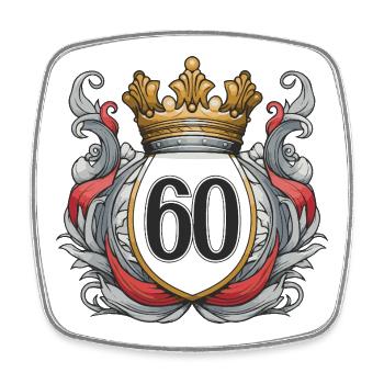 60 Zahl Wappen - Viereckiger Kühlschrankmagnet - Weiß - Vorne